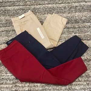 GAP Dress Pant Bundle Size 18 (Red, Khaki, Navy- NWT)